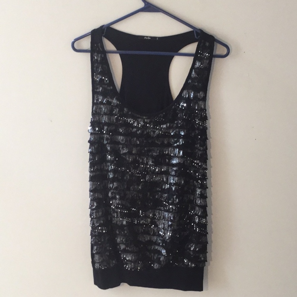 Sparkling Silver & Sequin Tank Top